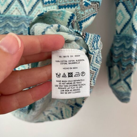 Anthropologie Akemi + Kin Ocotillo Women’s Blue Boho Embroidered Blouse Size med - Picture 8 of 8